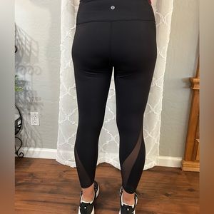 Lululemon leggings with sheer panels, size 8